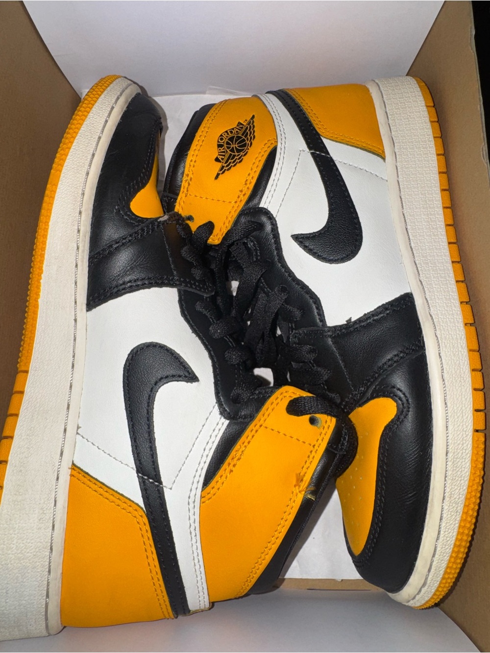 Air Jordan 1 Mid Yellow Black White Sneakers